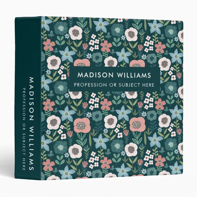 Minimal Modern Flowers Professional 3 Ring Binder (Front/Spine)