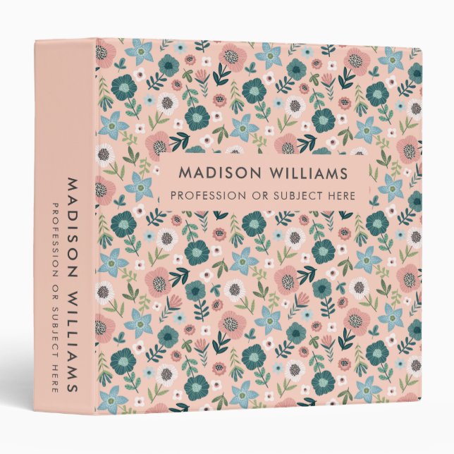 Minimal Modern Flowers Professional 3 Ring Binder (Front/Spine)