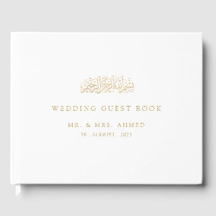 Minimal Modern Formal Gold Script Muslim Wedding Guest Book