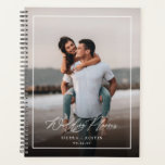 Minimal Modern Frame Wedding Planner 2 Photo<br><div class="desc">This simple,  stylish wedding planner notebook features photo templates on both the front and the back. Elegant script reads,  "Wedding Planner" in white over a dark photo overlay,  and text templates are included for names and wedding date.</div>