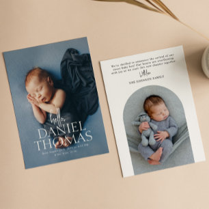 Minimal Modern Full Photo Baby Birth Announcement