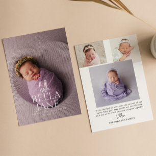 Minimal Modern Full Photo Baby Birth Announcement