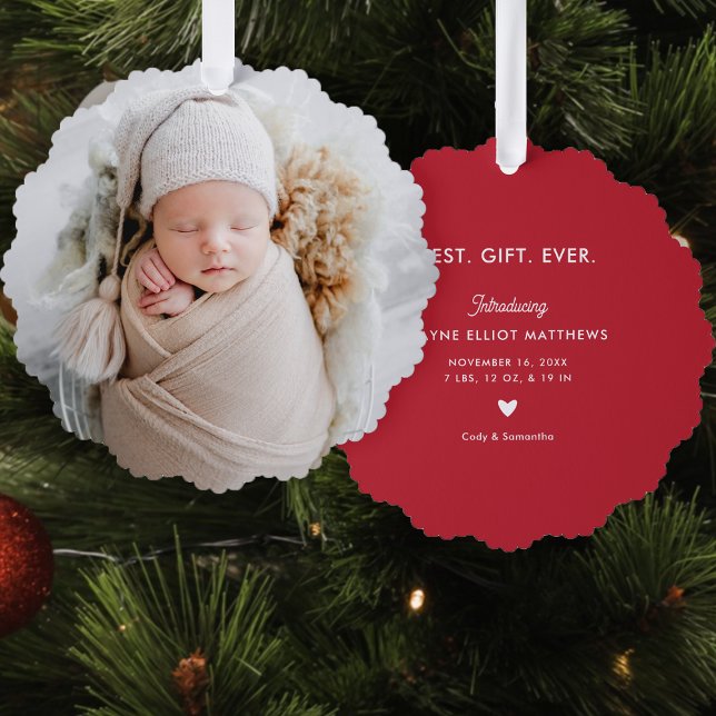 Minimal Modern Full Photo First Christmas Ornament Card (Creator Uploaded)