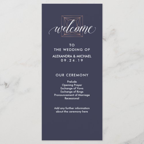 Minimal Modern Geometric Diamond Wedding Program