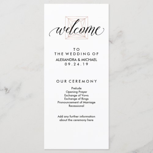 Minimal Modern Geometric Diamond Wedding Program