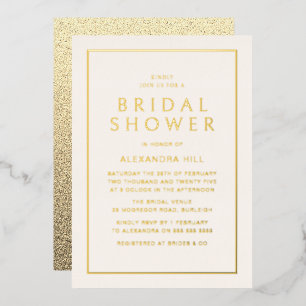 Minimal Modern Gold Bridal Shower Golden Foil Invitation