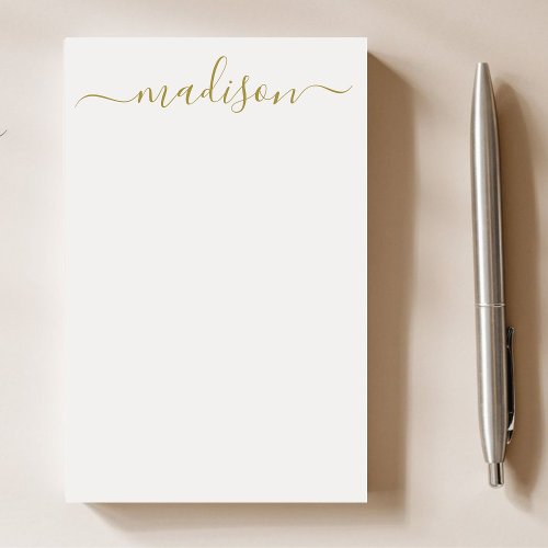 Minimal Modern Gold Gray Typography Name Script Post_it Notes