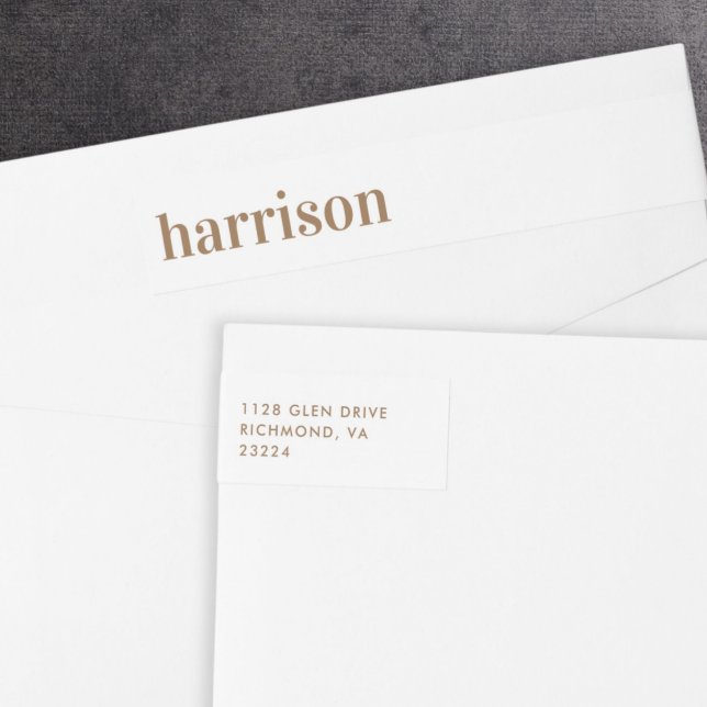 Minimal Modern Gold Lettering Return Address Wrap Around Label (Creator Uploaded)