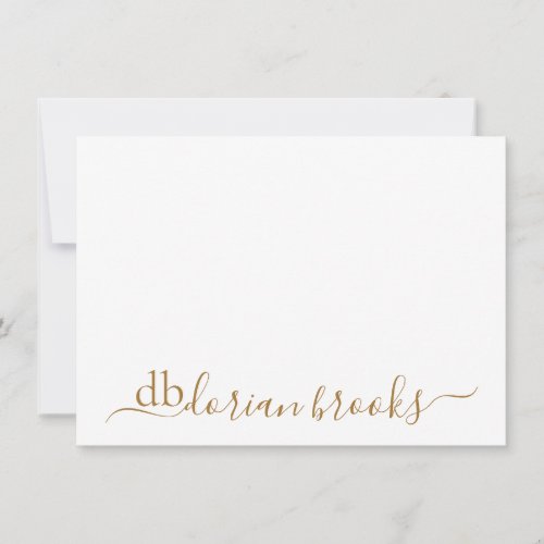 Minimal Modern Gold Monogram  Note Card