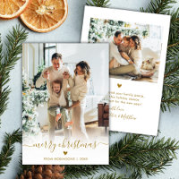 Minimal Modern Gold Script 2 Photo Merry Christmas