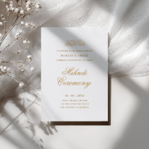 Minimal Modern Gold Script Henna Mehndi Ceremony Invitation