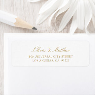 Minimal Modern Gold Stylish Script Wedding Address Label