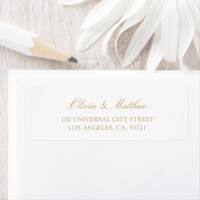 Minimal Modern Gold Stylish Script Wedding Address Label (Insitu)