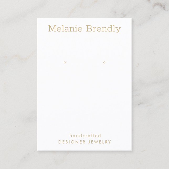 Minimal Modern Gold White Jewelry Earring Display Business Card (Front)