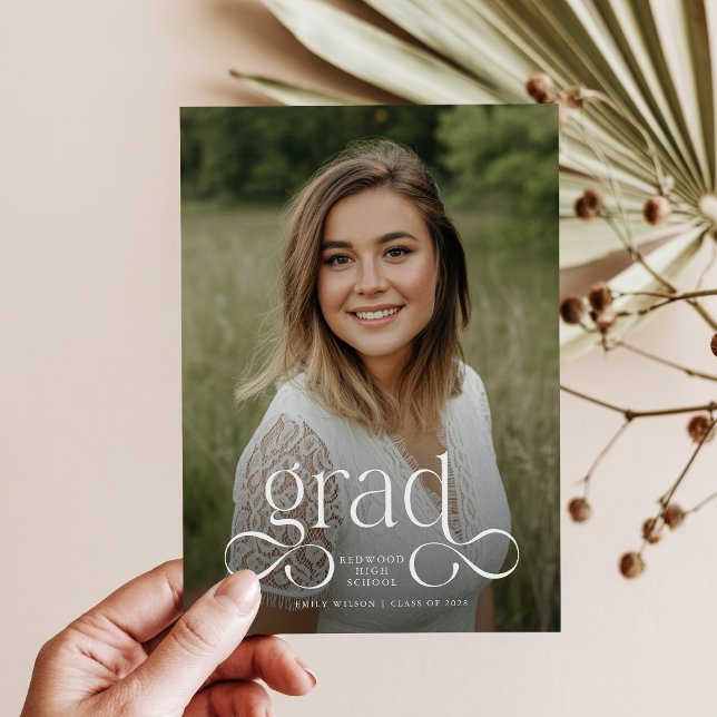 Minimal Modern Grad Photo Graduation Invitation Postcard (Creator Uploaded)