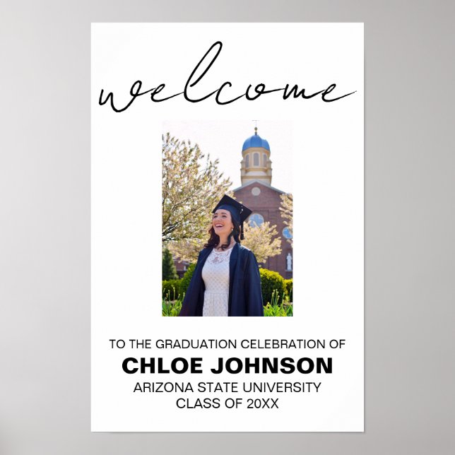 Minimal Modern Graduation Party Welcome Sign Custo (Front)