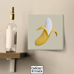 Minimal Modern Grandmacore Cute Crochet Banana Faux Canvas Print