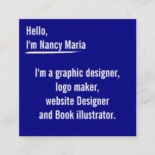 Minimal modern Graphic design Blue Square Business Card