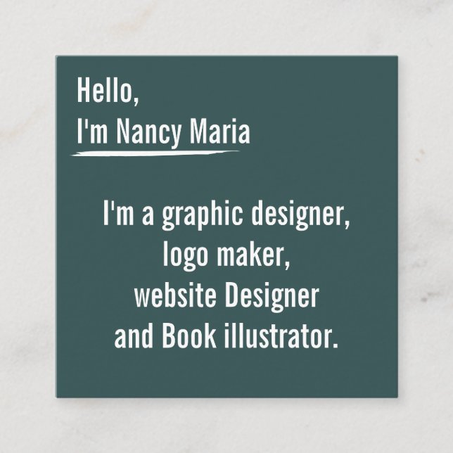 Minimal modern Graphic design Charcoal Square Business Card (Front)