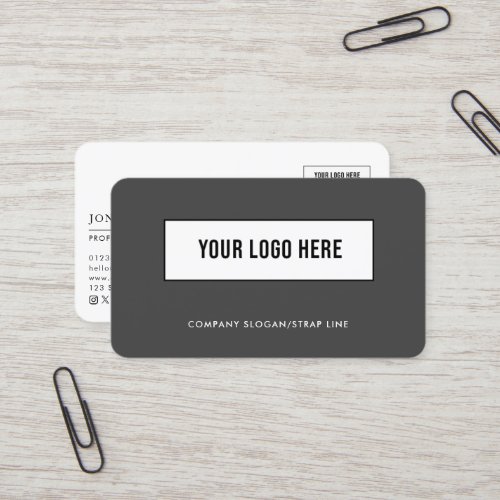 Minimal Modern Gray Custom Logo Business Card