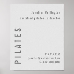Minimal Modern Gray Pilates Fitness Promotional Poster