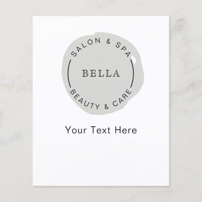 Minimal Modern Gray Salon and Spa Business Flyers (Front)