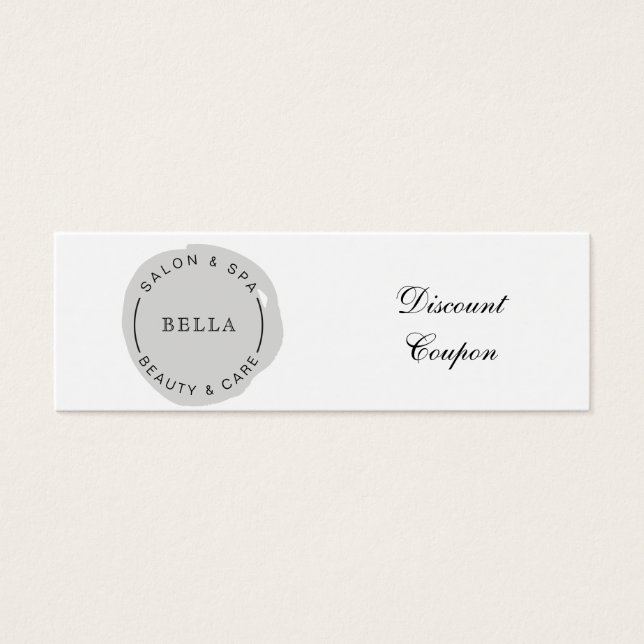 Minimal Modern Gray Salon and Spa Discount Card (Front)