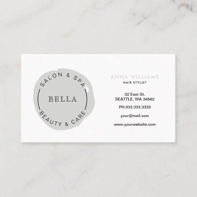 Minimal Modern Gray Salon and Spa Loyalty Card (Front)
