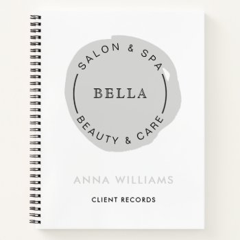 Minimal Modern Gray Salon And Spa Notebook by MG_BusinessCards at Zazzle