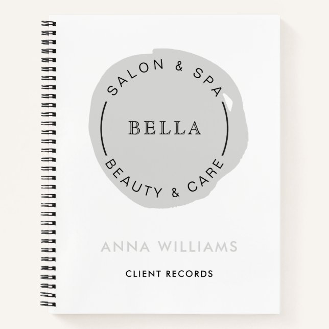 Minimal Modern Gray Salon and Spa Notebook (Front)