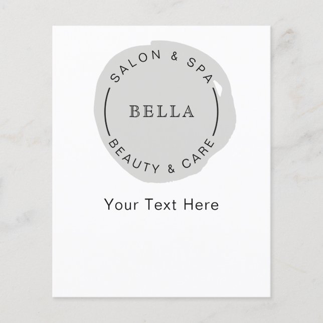 Minimal Modern Gray Salon Spa Coupons Flyer (Front)