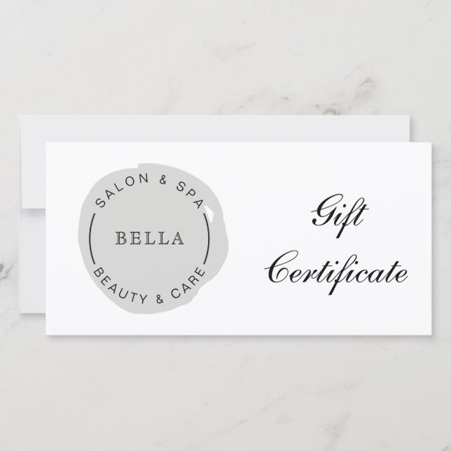Minimal Modern Gray Salon Spa Gift Certificate (Front)
