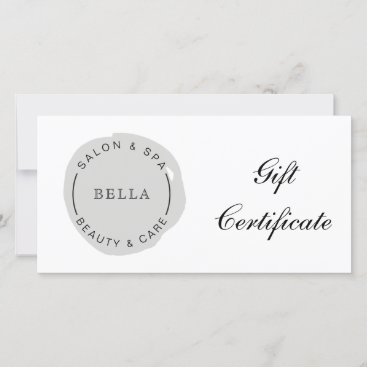 Minimal Modern Gray Salon Spa Gift Certificate
