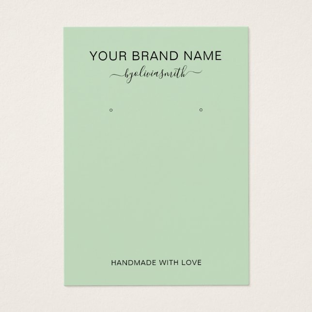 Minimal Modern Green Jewelry Display Card (Front)