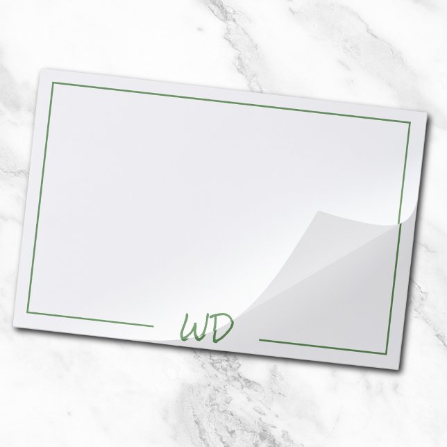 Minimal Modern Green Monogrammed Initials Paper Pad (Creator Uploaded)