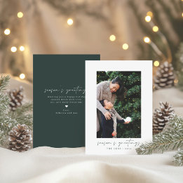 Minimal Modern Handwritten Script Photo Christmas Holiday Card
