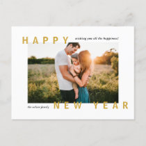 Minimal Modern Happy NEW YEAR Photo    Holiday Postcard
