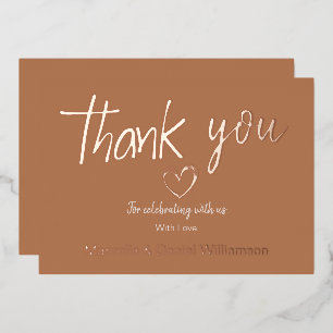 Minimal Modern Heart and Script Thank You Wedding  Foil Invitation