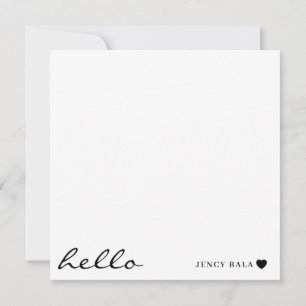 Minimal Modern Heart Clean White Design Note Card