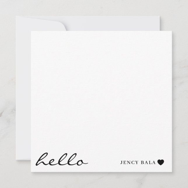 Minimal Modern Heart Clean White Design Note Card (Front)