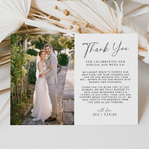 Minimal Modern Horizontal Wedding Photo Thank You Card