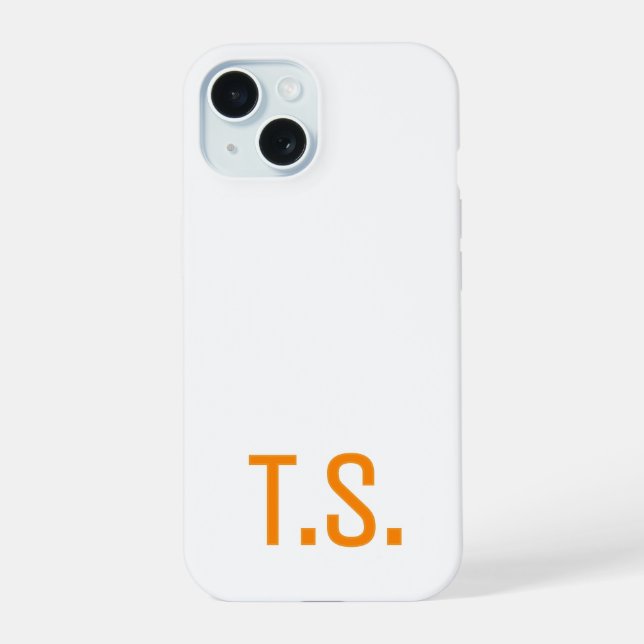 Minimal Modern Initial Monogram Initials Orange  Iphone Case (Back)