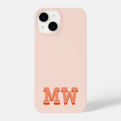  Minimal Modern Initial Monogram  Pastel Orange iPhone 14 Case