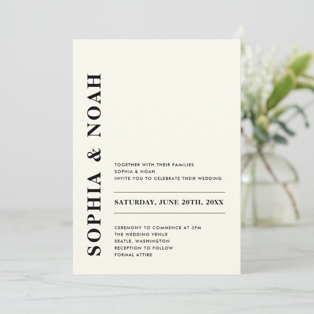 Minimal Modern Ivory Elegant Wedding Invitation (Standing Front)