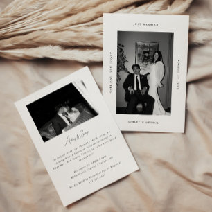 Minimal Modern "Just Married" Elopement Reception Invitation