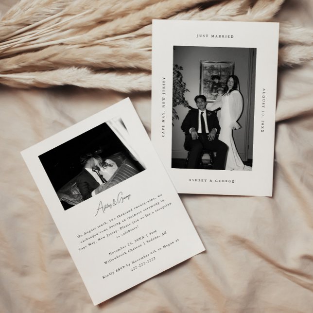Minimal Modern "Just Married" Elopement Reception Invitation (Creator Uploaded)