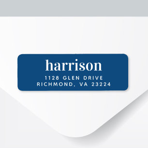Minimal Modern Lettering Blue Return Address Label