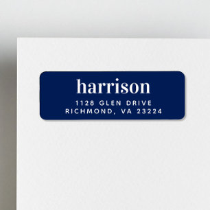 Minimal Modern Lettering Navy Blue Return Address Label