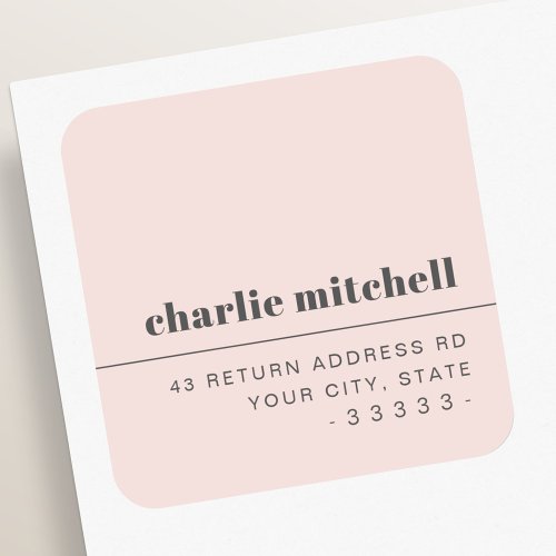 Minimal modern light blush pink return address square sticker