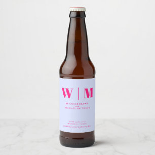 Minimal Modern Lilac Pink Drink Wedding Beer Bottle Label
